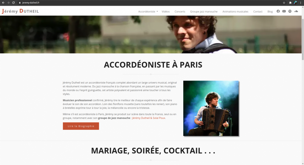 Site internet d'un musicien